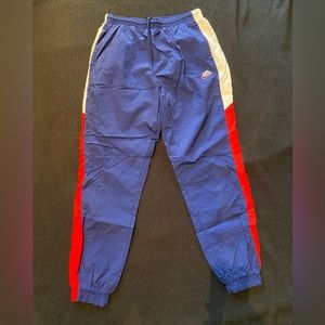 Retro Nike Blue and Red Track Sweat Pants (Large)